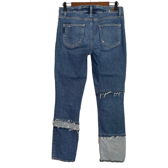 Paige Jacqueline Straight Distressed Patchwork Cropped Jeans size 27 - Picture 4 of 14